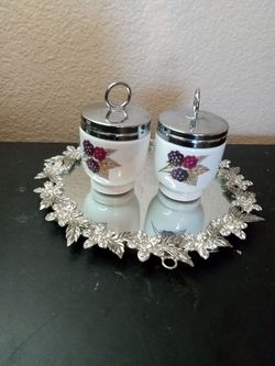 GORGEOUS Pair Of 3" Royal Worcester England Egg Coddlers