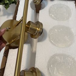 3-Light Gold Bathroom Light Fixtures, Modern Bathroom Vanity Light with Clear Glass Shade