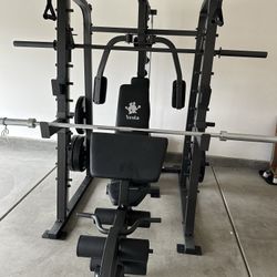 Vesta Fitness Smith Machine 2001 w/Bench Attachment | 230lb Bumpers Weights | 7ft Olympic Bar | Fitness | Gym Equipment | FREE DELIVERY 🚚 