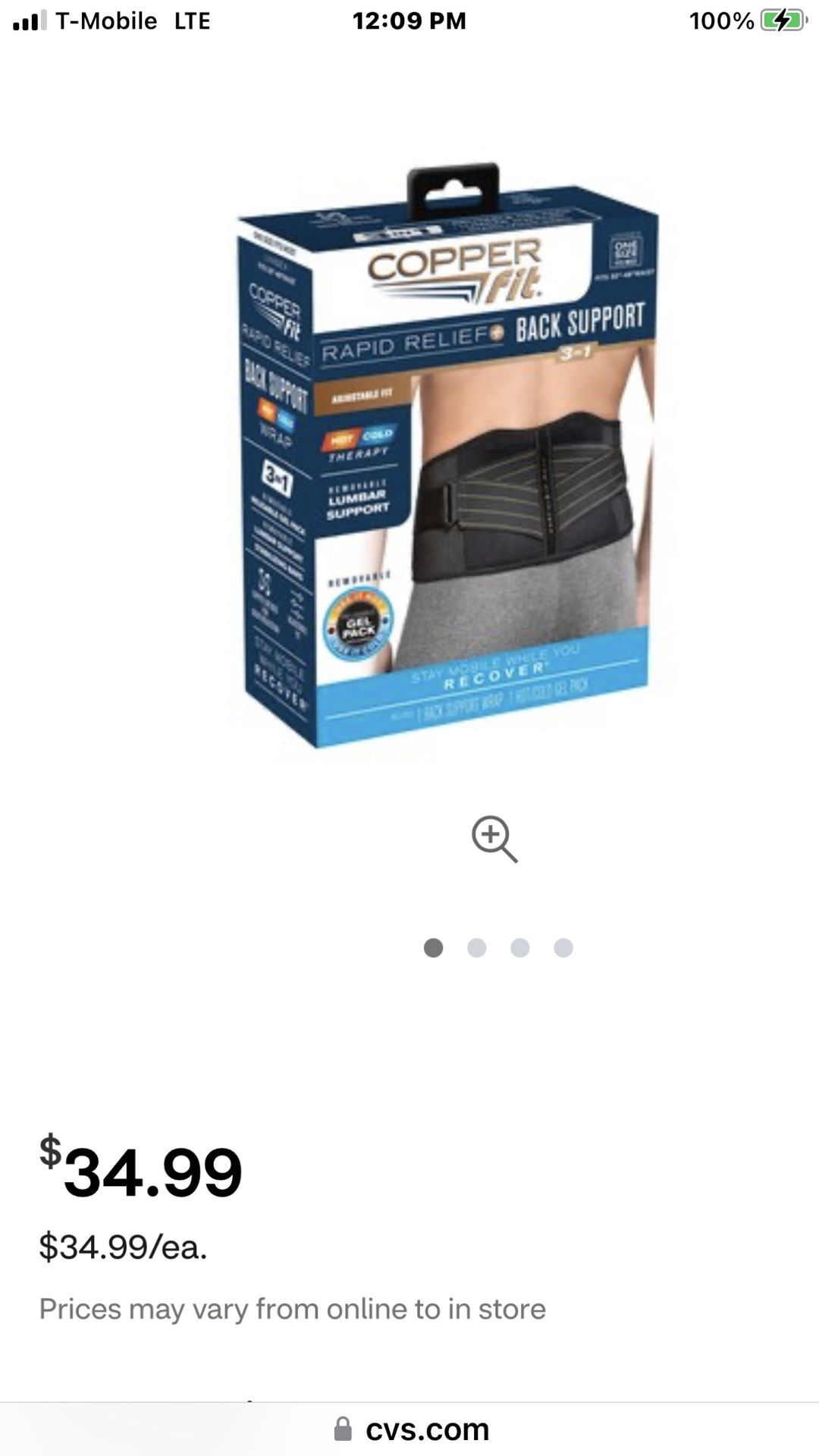 Copper Fit Rapid Relief Back Brace