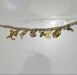 Gold Cow Girl Bee Hive Charm Bracelet