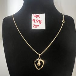 For Wedding 18K Solid Gold Chain and Pendant 9.5Gr 20 Inches Long 