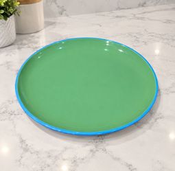 Sonoma Green and Striped Ceramic Bowl and Plate Set
