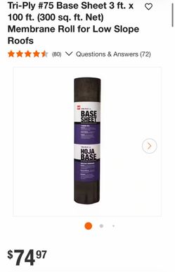 Tri-Ply #75 Base Sheet 3 ft. x • 100 ft. (300 sq. ft. Net) Membrane Roll for Low Slope Roofs