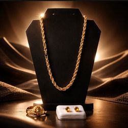 Jewelry. 10mm Rope Chain/Earring/ Ring $45