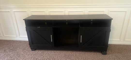 Black farm style tv stand