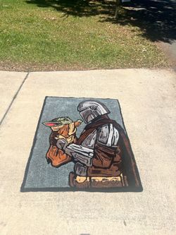 large Mandolorian and Grogu rug