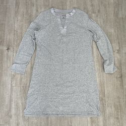 Nautica Sleepwear Women's Long Sleeve Gray Knit Nightgown Sleepshirt, L
