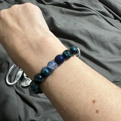 Dark Blue Crackle Agate Bracelet 