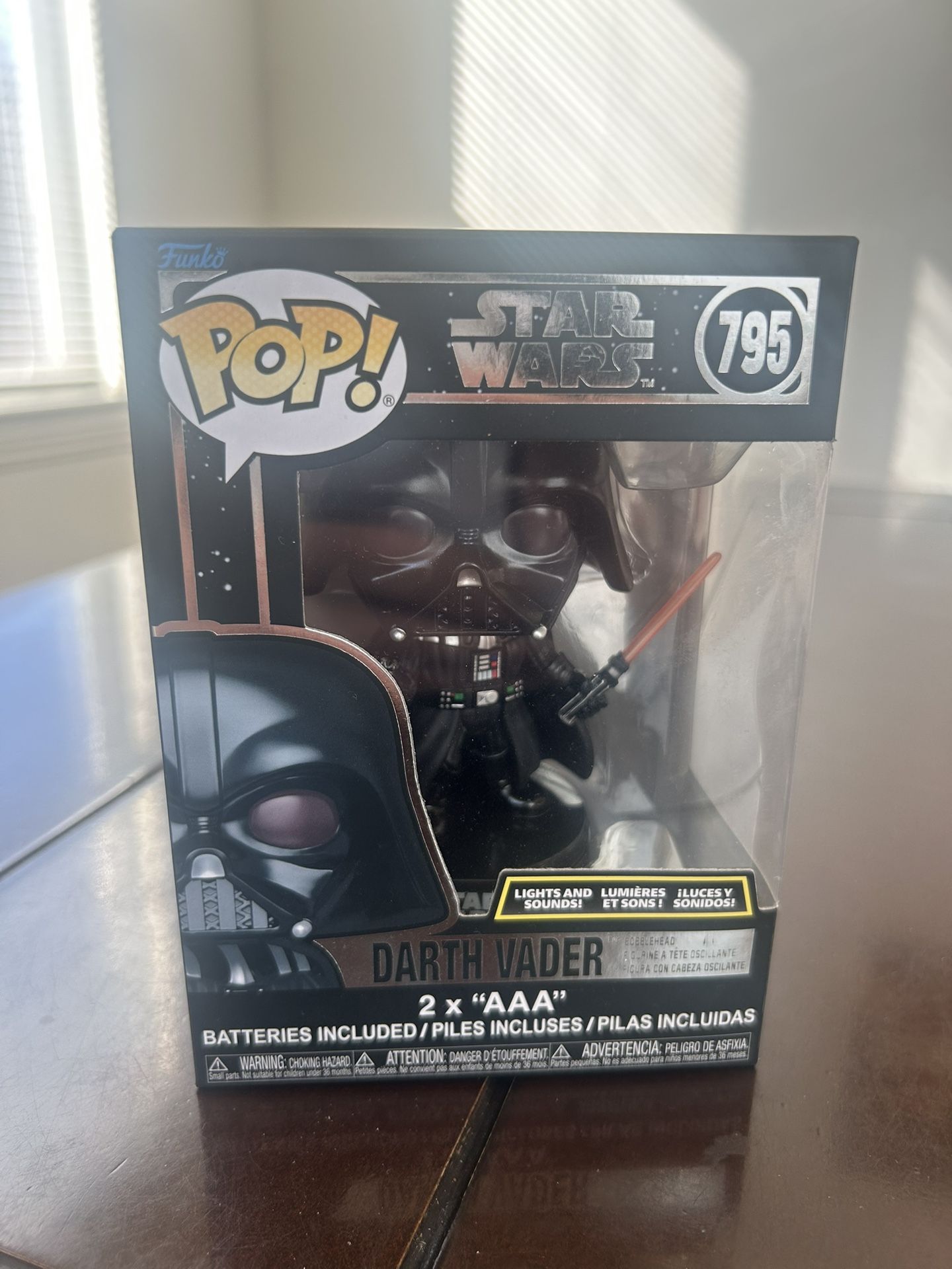 Funko Pop Star Wars Darth Vader lights and Sounds  2x “AAA” Batteries included 