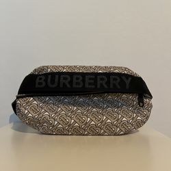 Authentic Burberry Black/Beige Nylon TB Belt Bag Monogram Print