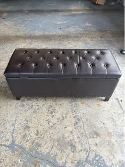 Leather Storage Bench Ottoman