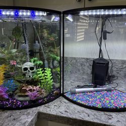 10 Gallon Corner Fish Tank Aquarium Bow Front 