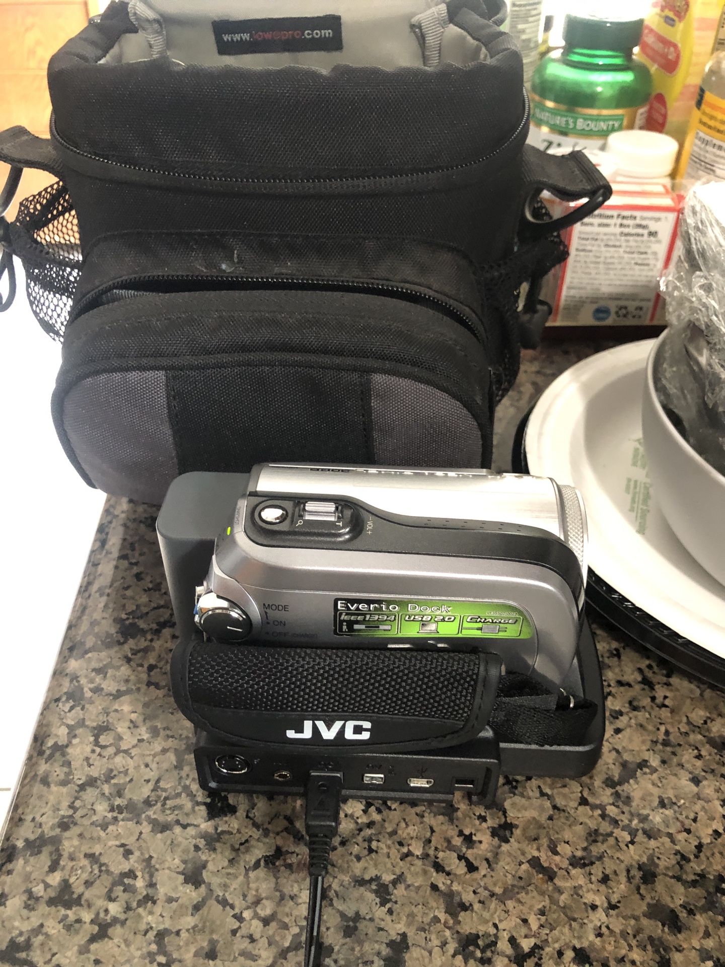 JVC Camcorder with Extra Battery And Charger And All Accessories In Pictures