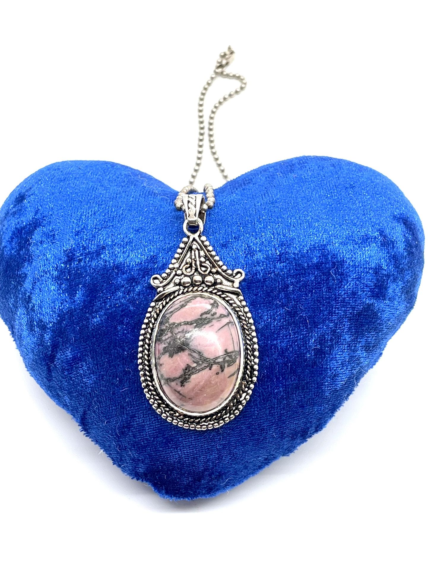 Sterling Rhodonite Pendant Necklace