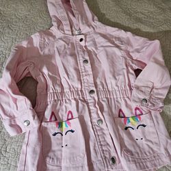 Toddler Girl Unicorn Jacket, Size 4, With Pockets And Hoody 