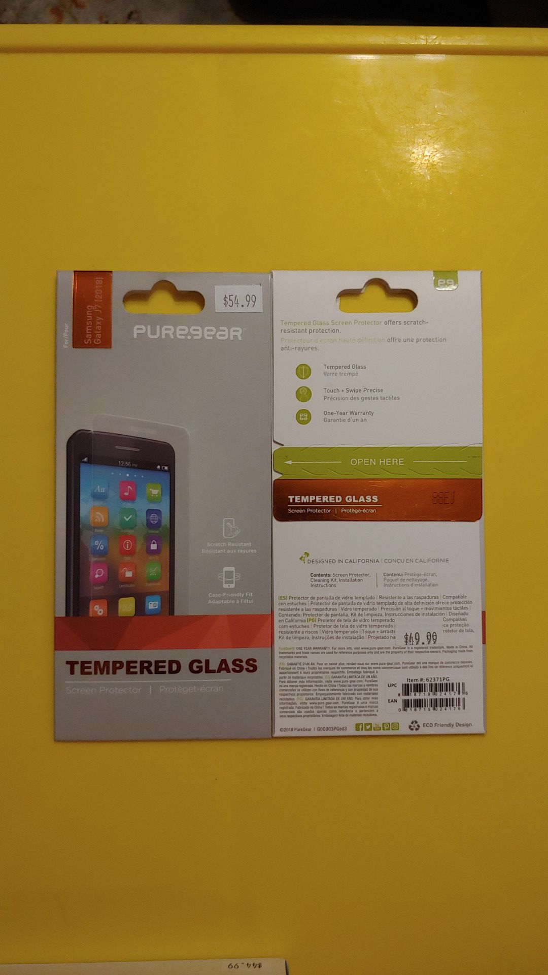New PureGear Samsung Galaxy J7 (2018), HD Ultra Clear Tempered Glass Screen Protector