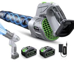 Wireless Electric Leaf Blower, 900,000 RPM, 2 Batteries and 4.0 Ah Charger, Handheld Leaf Blowers for Lawn Care, 5-Speed Mode