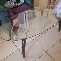 GLASS COFFEE TABLE 48" LONG 26" WIDE