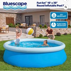 Bluescape Fast Set 10 ft x 30 in Round Inflatable Soft-Sided Above-Ground Pool Set