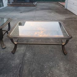 Bronze Metal Coffee Table And End Table