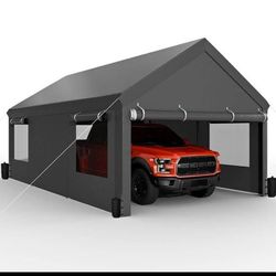 10x20 Heavy Duty Carport Canopy - Extra Large Portable Car Tent Garage with Roll-up Windows and All-Season Tarp Cover,Removable Roof &Side Walls