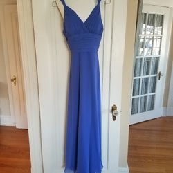 B2 Blue Evening/Bridesmaid V-neck Sleeveless Pleated Dress Size 10
