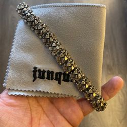 .925 Sterling Silver Thick Nugget Bracelet Sz 8”