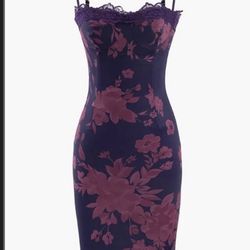 Pink And Purple Floral Bodycon Dress