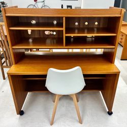 1970s Danish Teak Desk With Shelf From Copenhagen