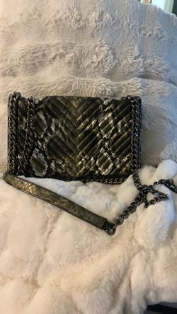 Snake Print Chain Strap Crossbody Bag