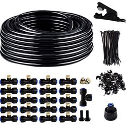 New in box Misting Cooling System,Mister for Outside Patio contain 1/4''100ft (30.47m) PE black tubing &misting nozzle kit for plant watering irrigati