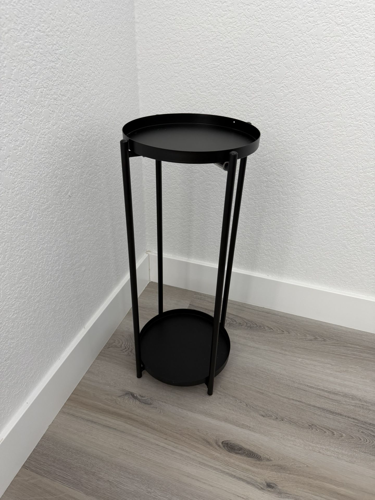 Two-Tier Metal Round Plant Stand, Black