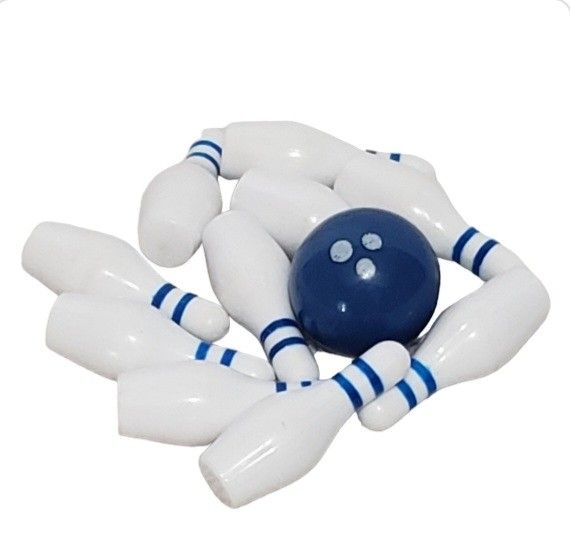 vintage bowling plastic cake decoration in blue
