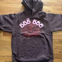 Brown And Pink Sp5der Hoodie Size S