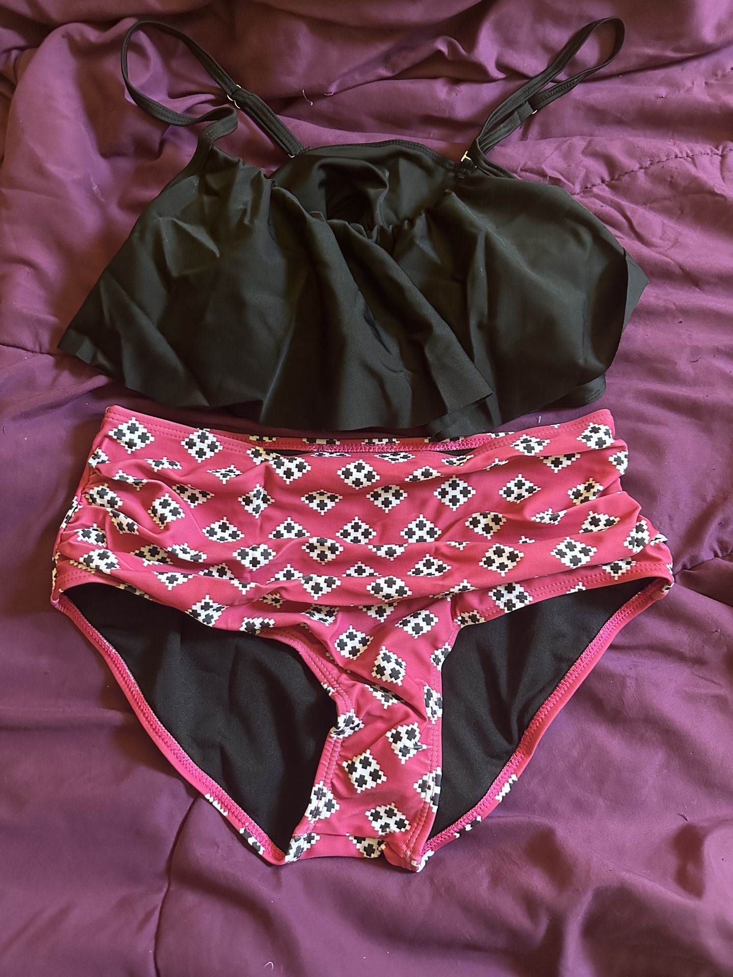Medium 2 Piece Retro Indie Boho Ruffle Swimsuit