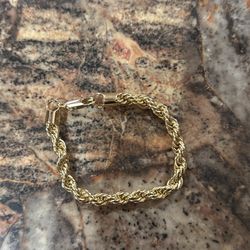 Stainless Steel Gold Plated Rope Bracelet 