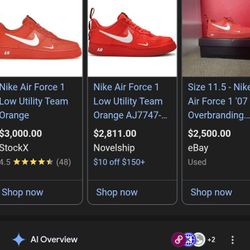 Nike Air Force 1 Low Utility Team Orange Underbranded Size14 100% Authentic 