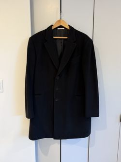 Giorgio Armani Men’s Long Black Overcoat 44R Wool Cashmere Blend