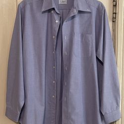 LL Bean Mens Single Needle Long Sleeve Button Down Light Blue Dress Shirt16.5-35