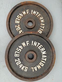 Pair of Cast Iron Olympic Weight Plates (90 LBS Total)