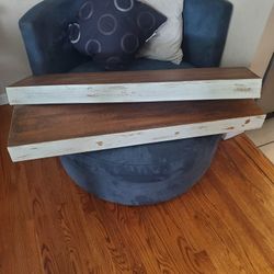 Floating Shelves, Rustic White And Brown 
