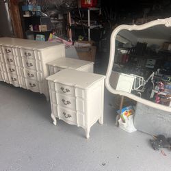White Dresser with Mirror and Night Stands