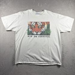 Vintage 1993 Eye On Survival Tiger Men’s XL White Single Stitch Animal Tee #2A