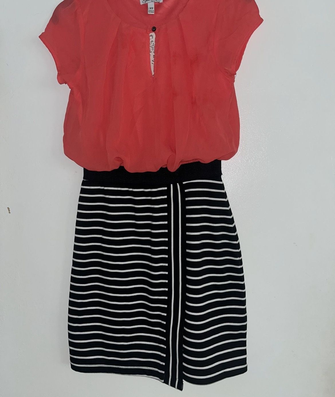 Hot Pink And Write Striped Dressed