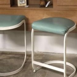 Pair of Backless mcm barstools- Mid Century Modern 