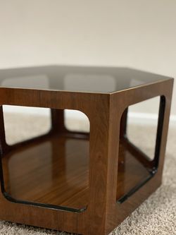 Glass Top Hexagon Shaped Coffee Table