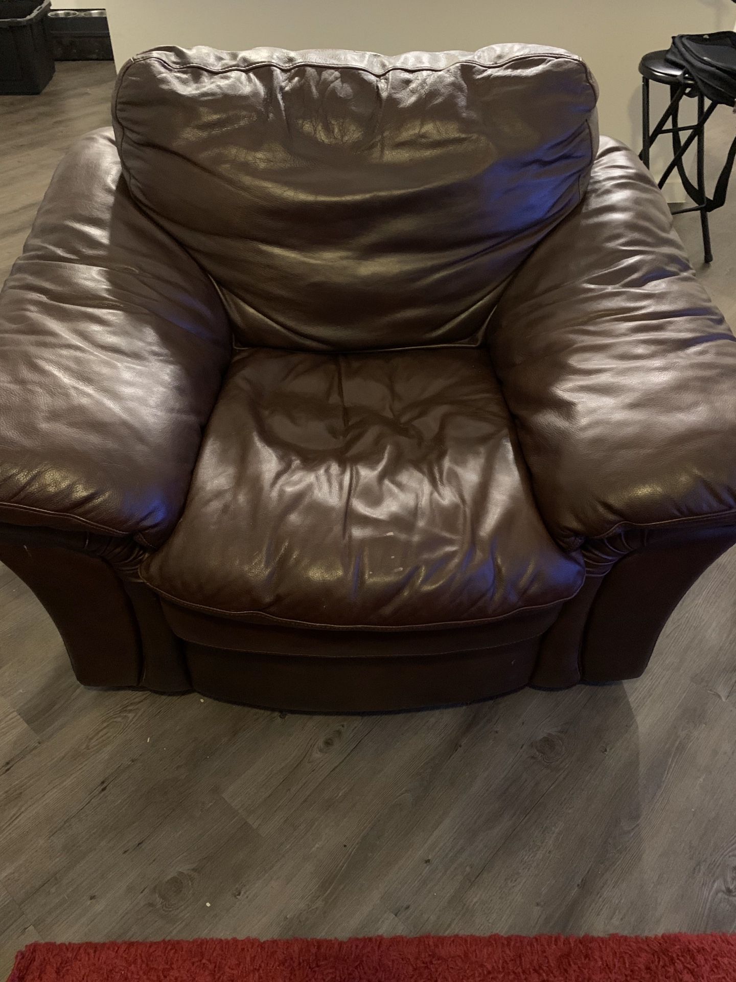 Leather chair and love seat