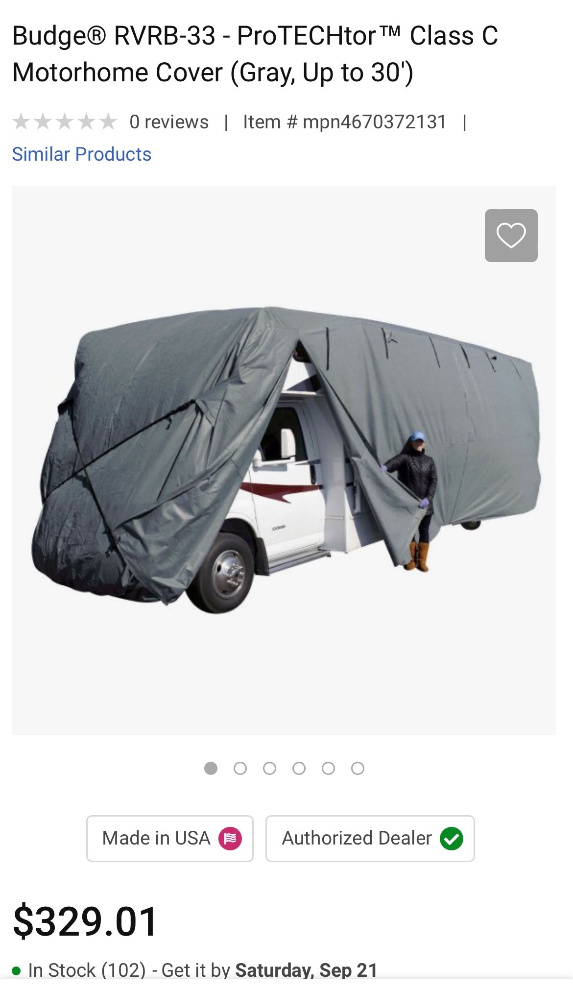 BUDGE A CLASS C Rv Cover 364”x105”x108”
