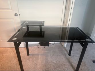Black glass top computer desk